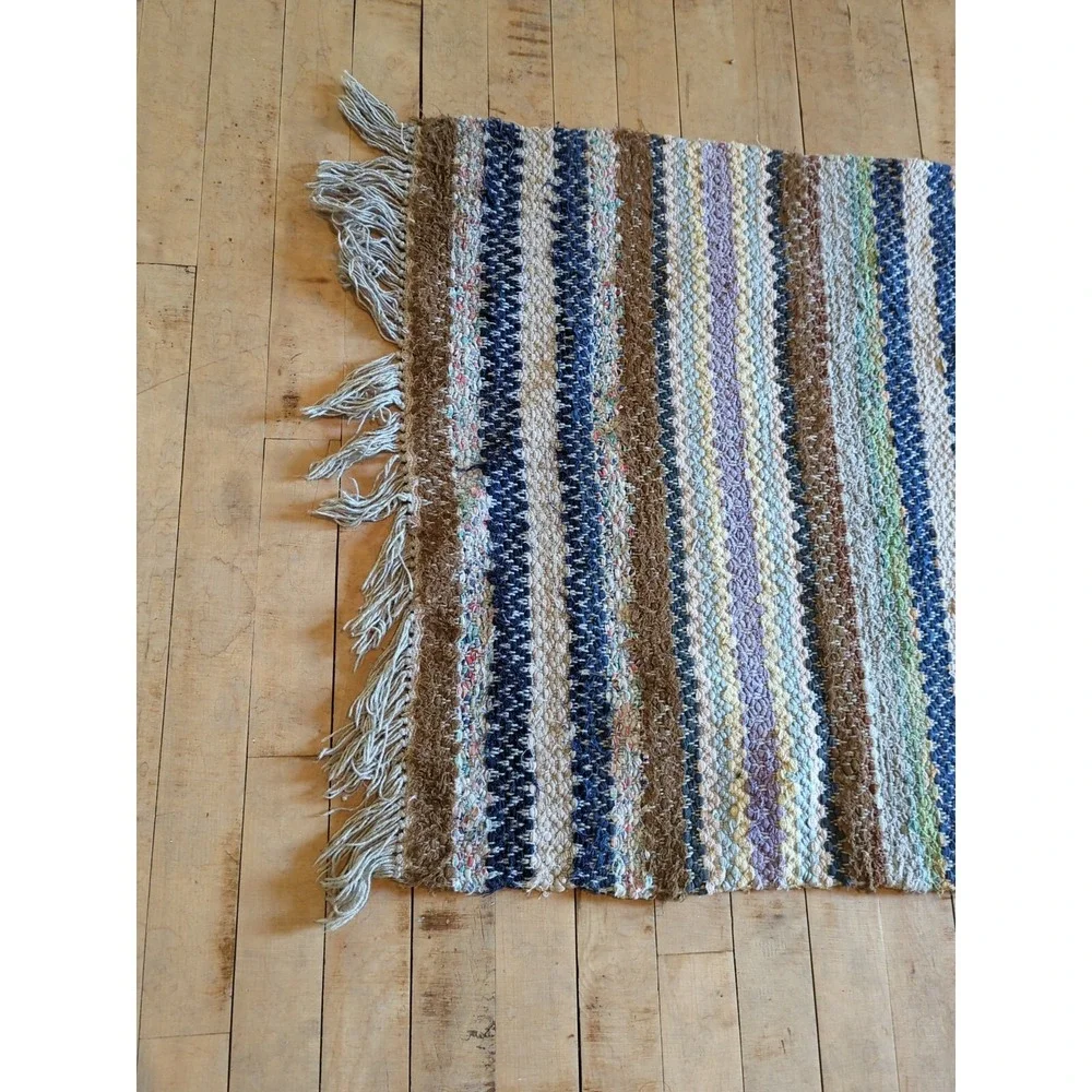 Antique Imported Swedish‎ Hand Made Rag Rug Runner (25